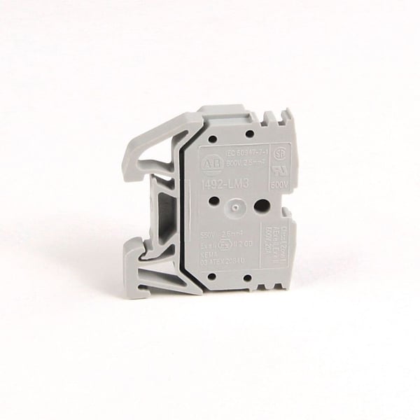 1492-LM3Allen-Bradley 1492-LM3 Spring Clamp Terminal Block, Mini rail mount, Feed-Through Block, 2.5 mm (# 22 AWG - # 14 AWG), Standard Feedthrough, Gray (Standard),