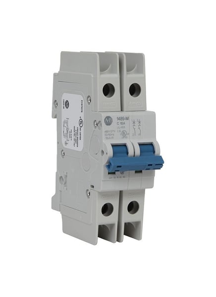 Allen-Bradley 1489-M2D020 1489-M Miniature Circuit Breaker, Standard configuration, AC, UL/CSA Max. Voltage: 240V AC, 48V DC, IEC/EN Max. Voltage: 230V AC, 2Pole Configuration, Trip Curve D, 2A
