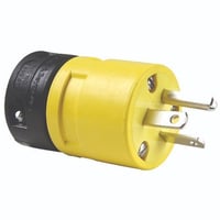 Pass & Seymour® 1448 Dust-Tight Straight Blade Plug, 125/250 VAC, 20 A, 1 Pole, 3 Wires, Yellow