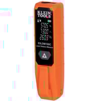 93LDM100CKlein® 93LDM100C Laser Distance Measures, 2 in to 100 ft Measuring, +/- 1/16 in up to 30 ft, +/- 1/8 in up to 100 ft Accuracy, 3 x AAA Battery, PC/ABS Housing