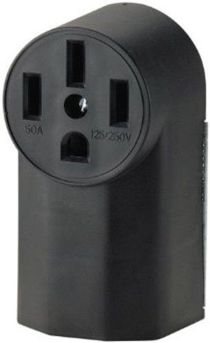 EATON Arrow Hart™ Eaton Wiring Devices 1212 Single Straight Blade Receptacle, 125/250 VAC, 50 A, 3 Poles, 4 Wires, Black