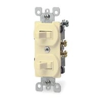 Leviton® 5224-2I Traditional Duplex Grounding Combination Switch With Receptacle, 20 A, 125 VAC, 1 hp, 1 Poles