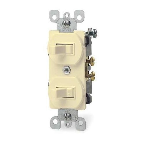 Leviton® 5224-2I Traditional Duplex Grounding Combination Switch With Receptacle, 20 A, 125 VAC, 1 hp, 1 Poles