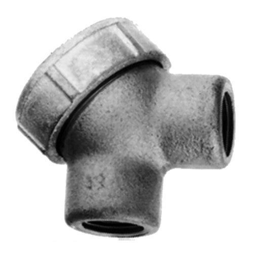 LBY-100O-Z/Gedney LBY-100 Type LBY Explosionproof Short Capped Conduit Elbow, 1 in Trade, 90 deg, Malleable Iron, Electro-Plated Zinc