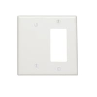 Leviton® Decora® 80608-T Blank Midway Size Combination Wallplate, 2 Gangs, 4.875 in H x 4.94 in W, Thermoset, Light Almond