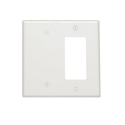 Leviton® Decora® 80608-T Blank Midway Size Combination Wallplate, 2 Gangs, 4.875 in H x 4.94 in W, Thermoset, Light Almond