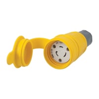 Wiring Device-Kellems Twist-Lock® Elastogrip® HBL27W47 Isolated Grounding Standard Sized Water/Dust-Tight Female Connector, 125 VAC, 20 A, 2 Poles, 3 Wires, Yellow