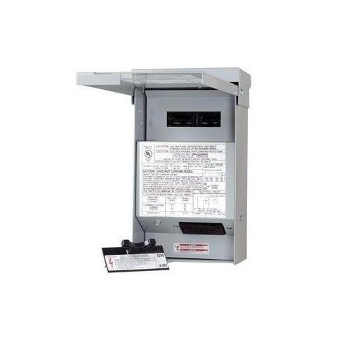 DPU222RGF20STCutler-Hammer DPU222RGF20ST Non-Fused Pullout Air Conditioning Disconnect Switch With 20 A Ground Fault Receptacle, 240 VAC, 60 A, 10 hp, 2 Poles