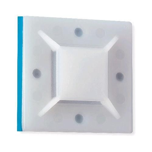 Ty-Rap® TC5345A Cable Tie Mounting Base, 4-Way, Self-Adhesive Mount, 0.19 in W Tie, Nylon/Polyamide 6.6, Natural