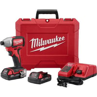 Milwaukee® M18™ 2750-22CT Brushless Compact Cordless Impact Driver Kit, 1/4 in Hex/Straight Drive, 0 to 3600 bpm, 1500 in-lb Torque, 18 VAC, 5-3/8 in OAL