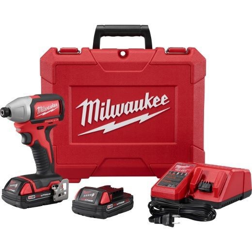 Milwaukee® M18™ 2750-22CT Brushless Compact Cordless Impact Driver Kit, 1/4 in Hex/Straight Drive, 0 to 3600 bpm, 1500 in-lb Torque, 18 VAC, 5-3/8 in OAL