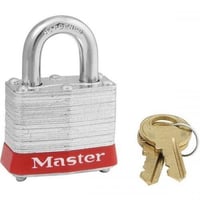 IDEAL® 44-906 Lockout Padlock, Alike/Master Key, Red, Steel Body, 9/32 in Dia x 3/4 in H Nickel Plated Shackle