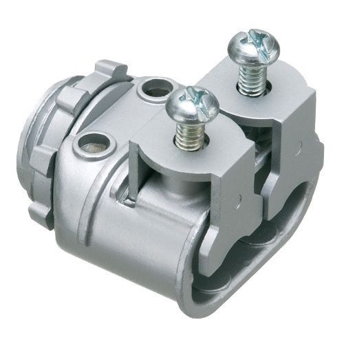 Arlington Saddlegrip® SG3838 Duplex Straight Cable Connector, 3/8 in Trade, 1/2 in Knockout, 0.445 to 0.612 in Cable Openings, Die Cast Zinc