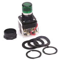 800H-PRTH16GAllen-Bradley 800H-PRTH16G 30.5mm Type 4/4X/13 Pilot Light, Xfmr, Push-to-Test, LED, Green, 120V AC 50/60 Hz, 1 NO-1 NC