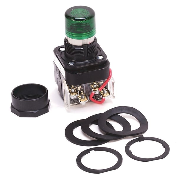 800H-PRTH16GAllen-Bradley 800H-PRTH16G 30.5mm Type 4/4X/13 Pilot Light, Xfmr, Push-to-Test, LED, Green, 120V AC 50/60 Hz, 1 NO-1 NC