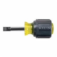 Klein® Cushion-Grip® 600-1 Screwdriver, 5/16 in Cabinet Point, Steel Shank, 3-7/16 in OAL, Rubber Handle, Polished Chrome, ANSI/ASME Specified
