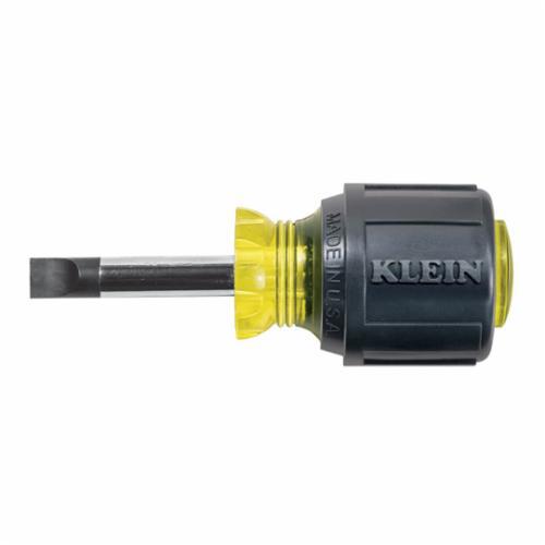 Klein® Cushion-Grip® 600-1 Screwdriver, 5/16 in Cabinet Point, Steel Shank, 3-7/16 in OAL, Rubber Handle, Polished Chrome, ANSI/ASME Specified