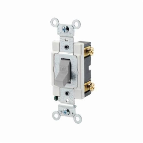 CSB1-20GLeviton® CSB1-20G Grounding AC Quiet Toggle Switch, 120/277 VAC, 20 A, 800 W, 1000 VA Power Rating, SP Contact