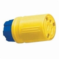 1610-CGEricson® Perma-Grip™ 1610-CG 1-Phase Grounding Watertight Straight Blade Connector, 125 VAC, 15 A, 2 Poles, 3 Wires, Blue/Safety Yellow