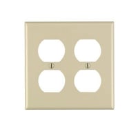 Leviton® 86016 Standard Size Wallplate, 2 Gangs, 4.5 in H x 4.56 in W, Thermoset, Ivory