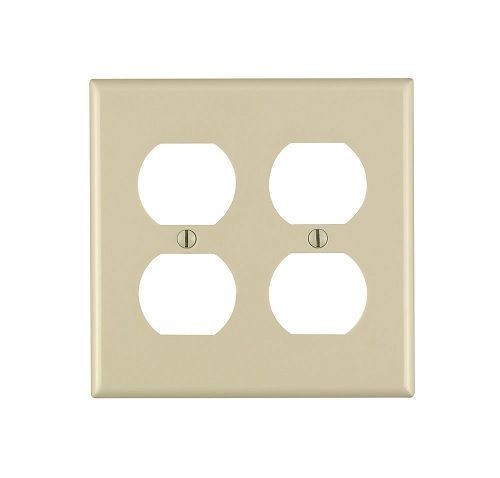 Leviton® 86016 Standard Size Wallplate, 2 Gangs, 4.5 in H x 4.56 in W, Thermoset, Ivory