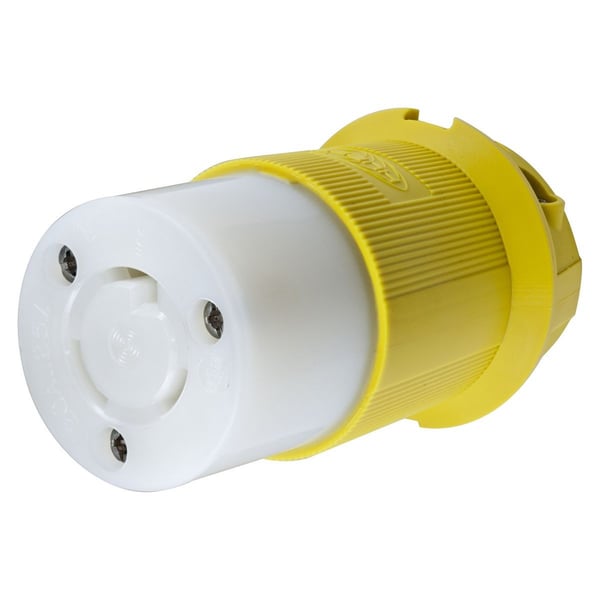 HBL23CM13Wiring Device-Kellems Twist-Lock® Insulgrip® HBL23CM13 Female Grounding Heavy Duty Insulated Standard Locking Connector, 125 VAC, 20 A, 2 Poles, 3 Wires, Yellow