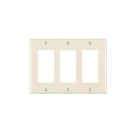 Leviton® Decora® 80411-T Standard Size Wallplate, 3 Gangs, 4.5 in H x 6.37 in W, Thermoset, Light Almond