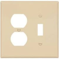 EATON Arrow Hart™ Eaton Wiring Devices 2038V-BOX 2000 Mid-Sized Combination Wallplate, 2 Gangs, 4.87 in H x 4.94 in W, Thermoset, Ivory