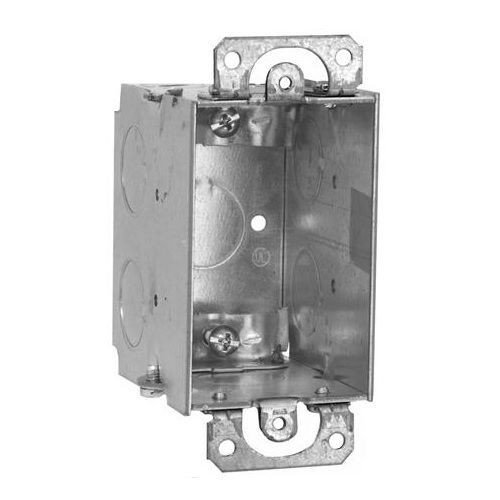 Appleton® 173FHB Gangable Square Corner Switch Box With (2) CL-13 Clamp, Steel, 12.5 cu-in Capacity, 9 Knockouts, 3 in H x 2 in W x 2-1/2 in D