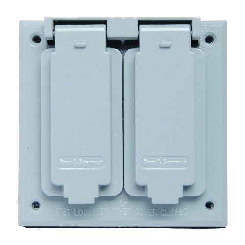 Pass & Seymour® CA126-GRY Weatherproof Outlet Box Cover, 4.6 in L x 4.58 in W, Zinc
