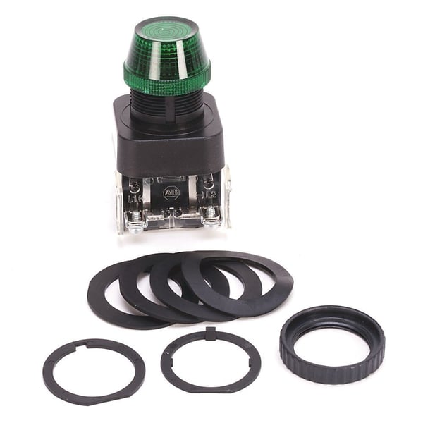 800H-QR10GAllen-Bradley, 800H-QR10G, 30.5mm Type 4/4X/13 Pilot Light, Full Voltage, No Test Option, Incand., Green, 120V AC