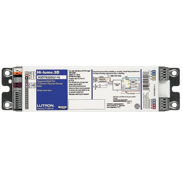 Hi-Lume® 3D H3DT832GU110 Electronic Dimming Ballast, Linear/U Bend T8 Fluorescent Lamp, 32 W Lamp, 120/240/277 VAC, Programmed/Rapid, 1 Ballast Factor