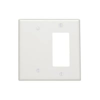 Leviton® Decora® 80608-W Blank Midway Size Combination Wallplate, 2 Gangs, 4.875 in H x 4.94 in W, Thermoset, White