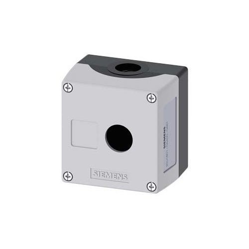 3SU18010AA000AB1Siemens SIRIUS 3SU18010AA000AB1 1-Hole Pushbutton Enclosure With 1 Control Point, 85 mm W x 64 mm D, NEMA 1/2/3/3R/4/4X/12/13 NEMA Rating, Plastic