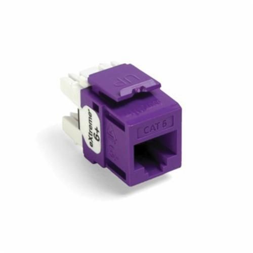 61110-RP6Leviton® eXtreme® QuickPort® 61110-RP6 8-Conductor 8-Position Channel/Component Rated UTP Connector, Cat 6 Module, Surface/Panel Mount, 1 Ports, Plastic, Purple