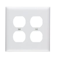Pass & Seymour® TradeMaster® TP82-W Standard Receptacle Wallplate, 2 Gangs, 4.7 in, Thermoplastic, White