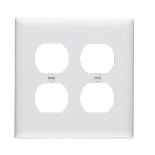 Pass & Seymour® TradeMaster® TP82-W Standard Receptacle Wallplate, 2 Gangs, 4.7 in, Thermoplastic, White