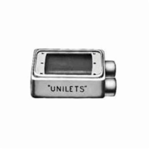 FSS175Appleton® UNILETS™ FSS150 Type FSS Heavy Duty Shallow Device Box With Internal Ground Screw, Malleable Iron, 25 cu-in Capacity, 1 Gangs, 2 Outlets, 2 Knockouts, 5.88 in H x 2.81 in W x 2 in D