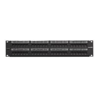 Leviton® GigaMax® 5G596-U48 2-RU Flat Patch Panel With Centralized Labeling Holder, 48 Ports, CAT 5e, 26 to 22 AWG Terminal, Plastic/Steel