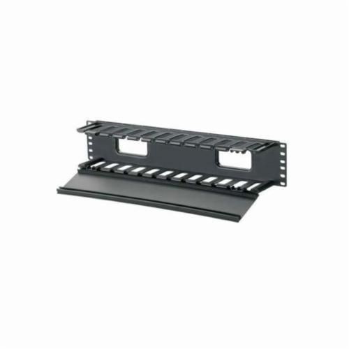 WMPF1EPanduit® PatchLink™ WMPF1E Single Sided Horizontal Cable Manager, 3-1/2 in H x 19 in W x 3.7 in D, ABS, Black