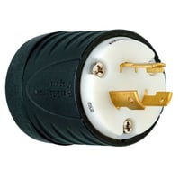 Pass & Seymour® Turnlok® L1020-P Locking Plug, 125/250 VAC, 20 A, 3 Poles, 3 Wires, Black/White