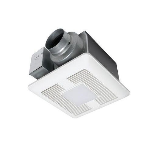 Panasonic WhisperCeiling® DC™ FV-0511VQL1 Round Duct Square Grille Ventilation Fan/Light With ECM Motor, L-Shaped Mounting Bracket, LED Lamp, 120 VAC, Zinc Aluminum Magnesium Housing