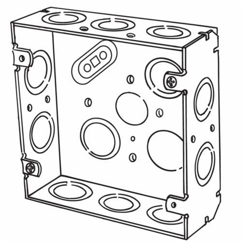 4SJ-EKAppleton® ETP™ 4SJ-EK Square Box, Steel, 29.5 cu-in Capacity, 14 Outlets, 14 Knockouts, 4-11/16 in H x 4-11/16 in W x 1-1/2 in D