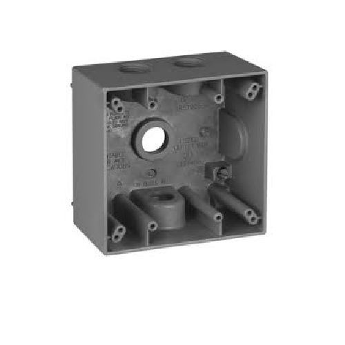 Mulberry Royal Mountie™ 30213 Weatherproof Box, Die Cast Aluminum, 18 cu-in, 1 Gang, 5 Outlets, 4-1/2 in H x 2-3/4 in W x 2 in D