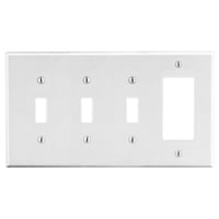 P326WWiring Device-Kellems P326W Standard Wallplate, 4 Gangs, 4.63 in L x 8.31 in W, Polycarbonate Thermoplastic, White