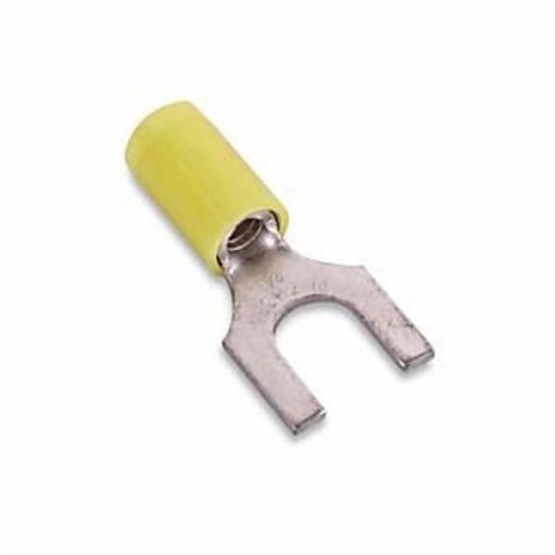 RC10-6FSta-Kon® RC10-6F RC Series Insulated Fork Terminal, 12 to 10 AWG Conductor, 0.97 in L, Brazed Seam/Serrated Barrel, Copper, Yellow