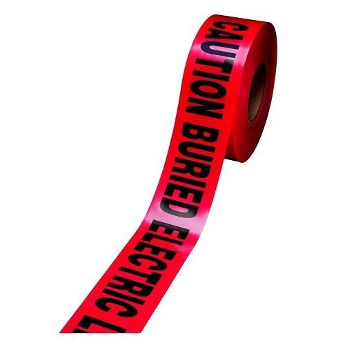 303-R-3X300FTScotch® 303-R-3X300FT Buried Barricade Tape, Red, 300 ft Roll L x 3 in W, CAUTION BURIED ELECTRIC LINE BELOW Legend, Polyethylene Film