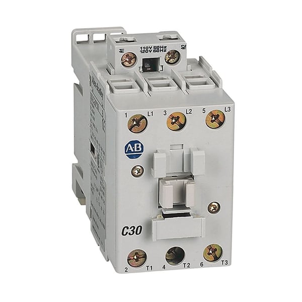 Allen-Bradley 100-C30KJ10 Contactor, 30 A, IEC, 24V 50/60 Hz, AC, 3 Normally Open poles, 24V AC 50/60 Hz, 1 NO Contacts & 0 NC Contacts, Single Pack, Line Side Coil Termination, Screw Terminals, Motor Load