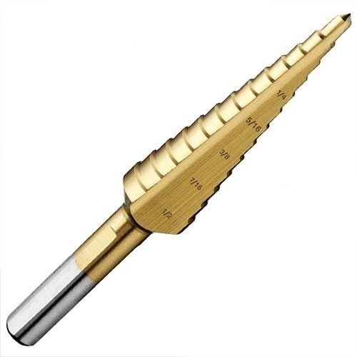 IDEAL® 35-513 Step Drill Bit, 1/4 in Dia Min Hole, 7/8 in Dia Max Hole, 11 Hole Sizes, 3/8 in Dia Shank
