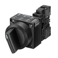 Siemens 3SB3601-2PA11 Non-Illuminated Selector Switch, 22 mm, 1NC-1NO Contact, Round Short Lever Operator, Black